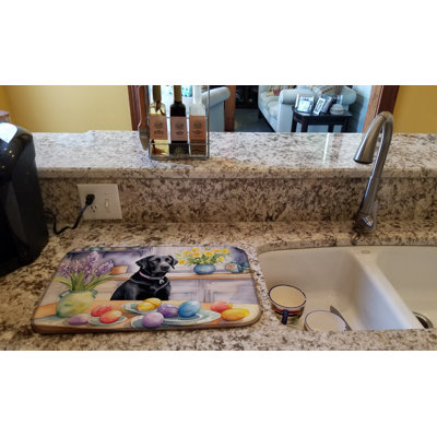 Decorating Easter Black Labrador Retriever Dish Drying Mat