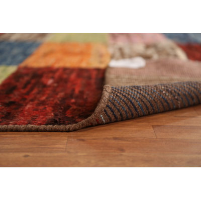 Tapis à carreaux en laine à motif oriental marocain 7 x 10