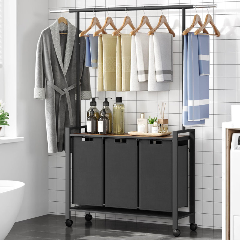 gaomon Laundry Sorter, Rolling Laundry Hamper With Hanging Rack ...