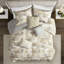 Édredon gris très grand avec coussins décoratifs brodés et jupe de lit glamour en mélange 60% coton et 40%