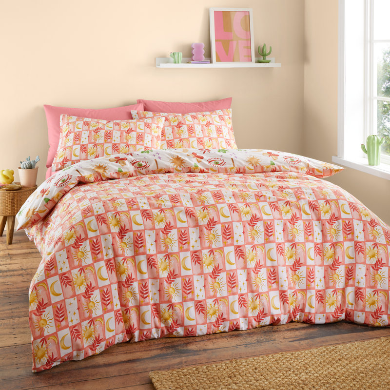 Cotton Blend Floral Duvet Cover Set with Pillowcases Included, Double Duvet Cover + 2 Standard Pillowcases