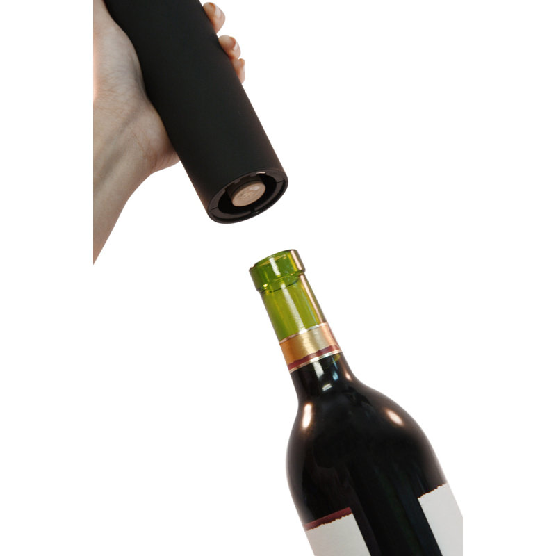 Pro Electric Wine Bottle Opener with Wine Pourer, Stopper, Foil Cutter and Elegant Recharging Stand, Black