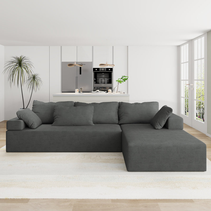 Modern Upholstered Sectional Sofa Couch Set, Gray Chenille