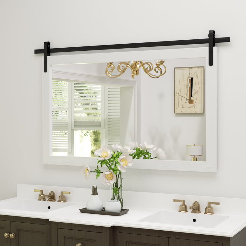 Miroir d'appoint mural rectangulaire, Blanc, 26 po x 40 po
