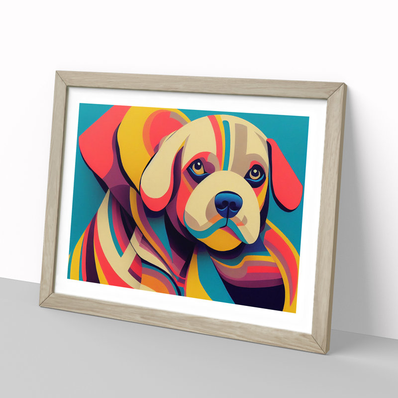 Abstract Puppy Dog - Framed Print, 34cm H x 46cm W x 2cm D, Oak