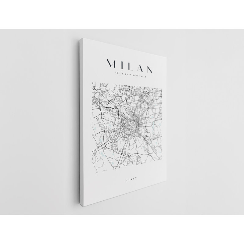 Milan Map Print Italy Canvas Print, 45" H x 30" W