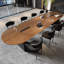 Table de conférence brun noyer + bois massif ovale noir + fer-115197760