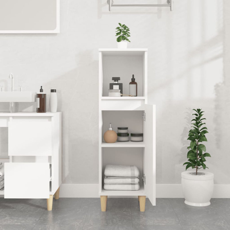 Kryslynn Linen Cabinet, White/Natural