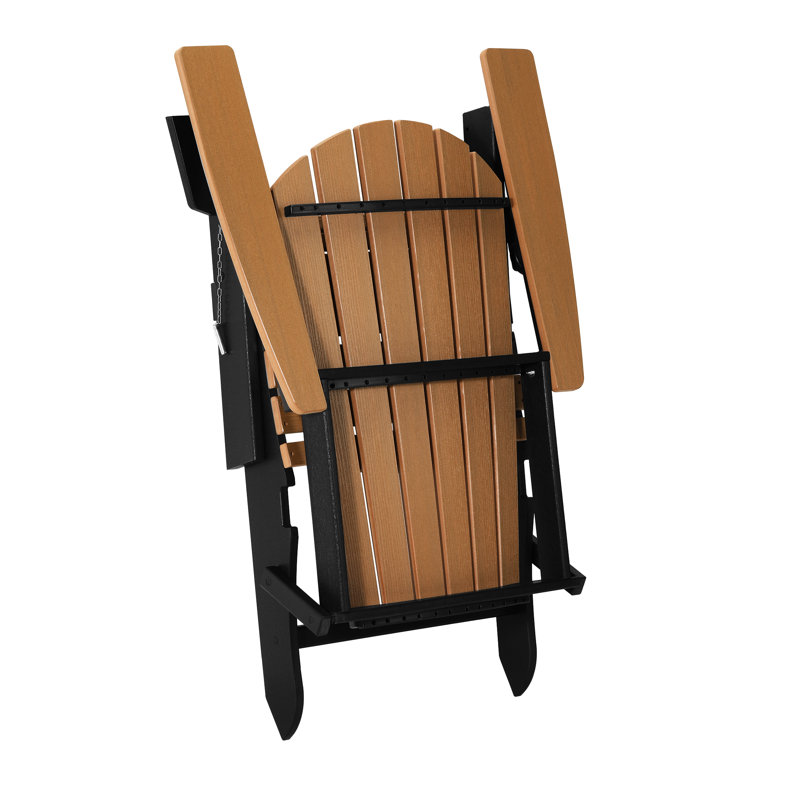 Folding Adirondack Chair, Black, Tan/Black