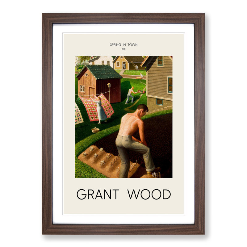 Spring In Town by Grant Wood - Single Picture Frame Print, Walnut Framed, 48cm H x 36cm W x 2cm D