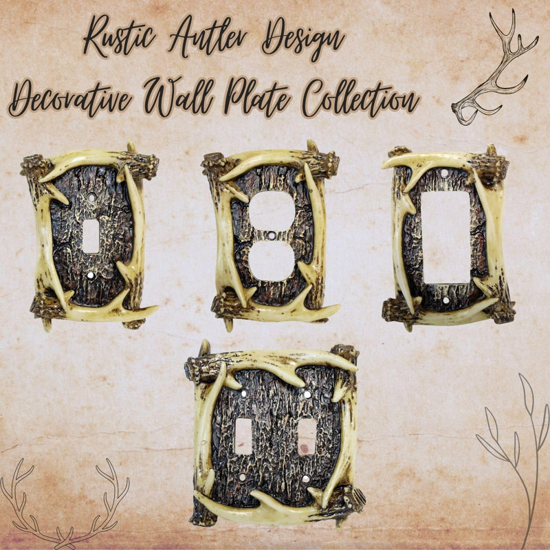 Resin Rustic Single Toggle Switch Cover Faux Antler Design