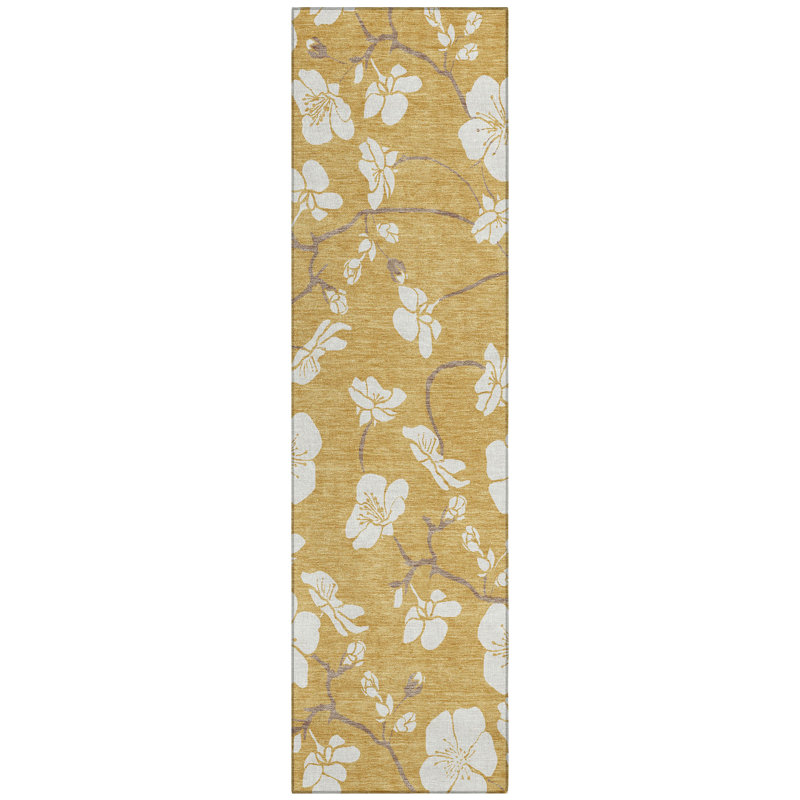 Ensa Gold Washable Indoor-Outdoor Rug - , 2'3" x 7'6"