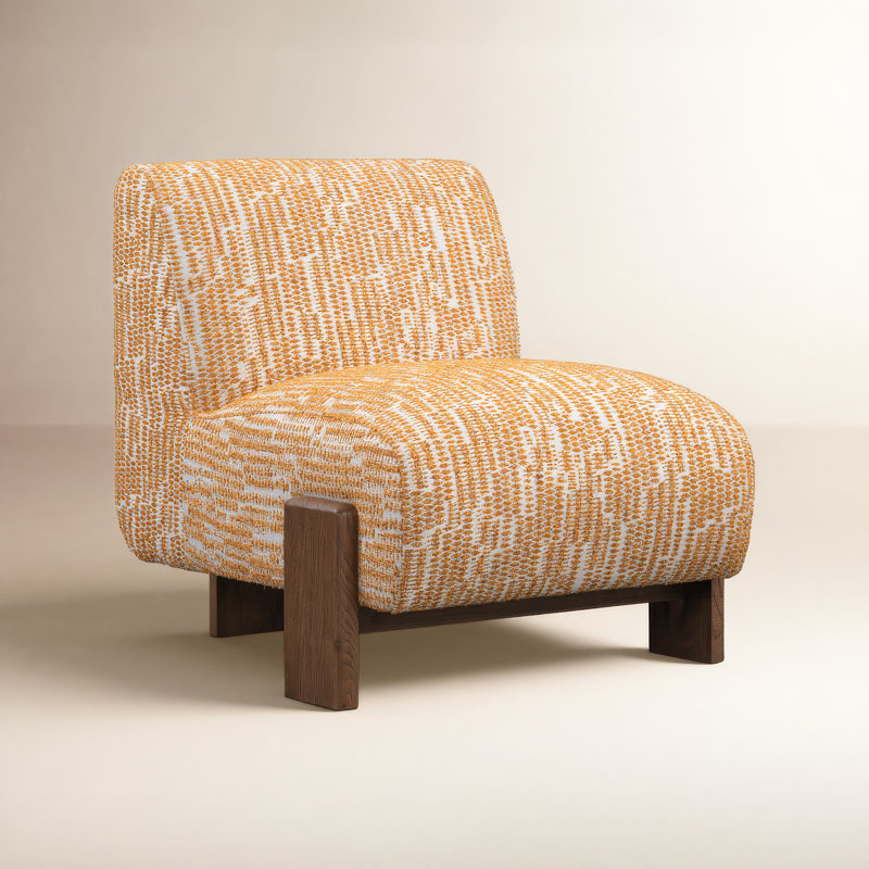 Chelsea Upholstered Slipper Chair, Gold Polyester Blend