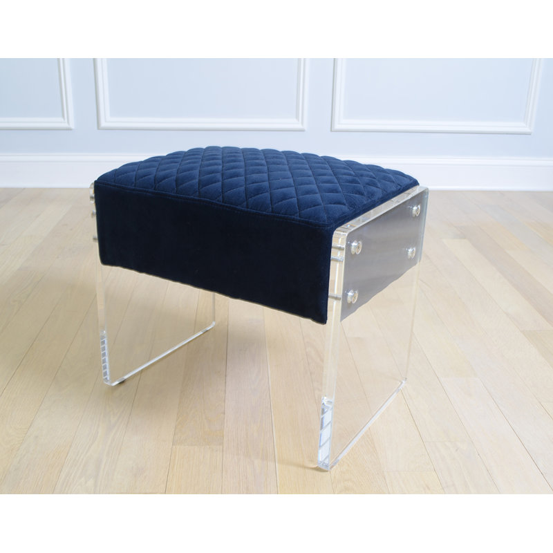 Tribecca Acrylic Base Accent Stool, Navy