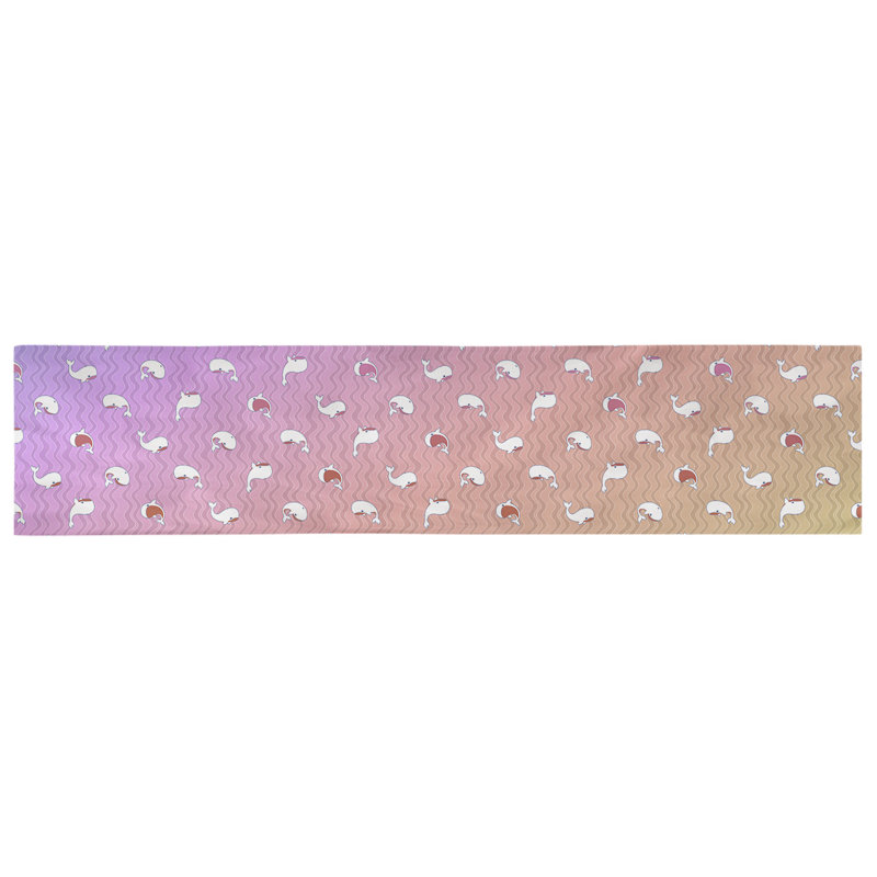 Chemin de table baleines Avicia, 90 po x 16 po, Polyester, Blanc / arc-en-ciel