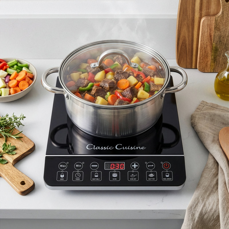 Multifunctional 1800W Electric Stove Top with Built-In Safety Tools and 10 Power Settings