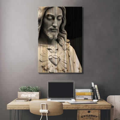 Jésus-Christ, noir et blanc, impression sur bois sans cadre