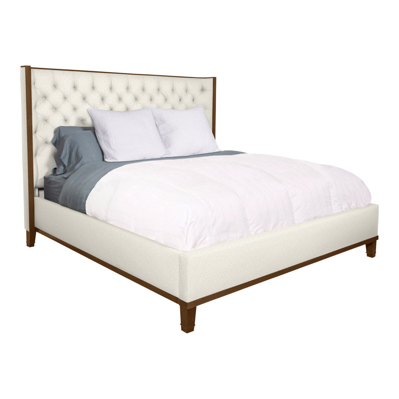 Michael Weiss Solid Wood Wingback Bed, Kenworth Pearl, Queen, Havana
