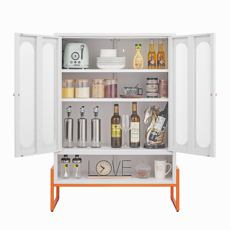 Modern Minimalist Double Door Shoe Cabinet With Adjustable Mesh Doors And High Foot Hollow Storage Cabinet Bottom, Compatible With Robotic Vacuum Cleaners