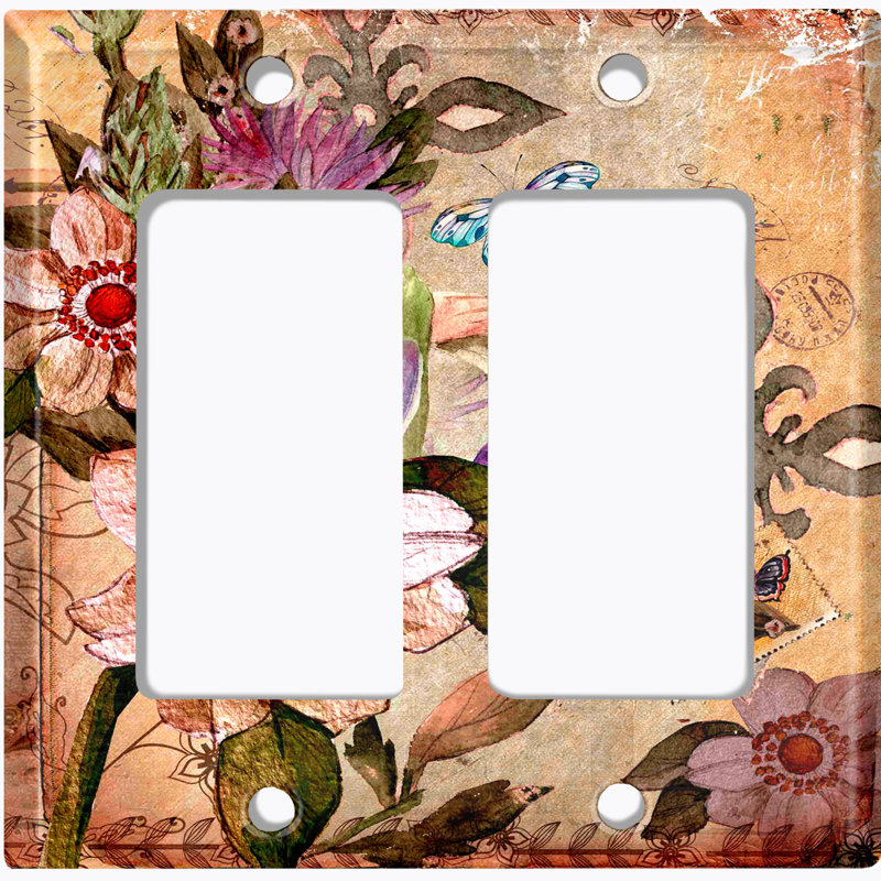 Patterned 2 - Gang Toggle Light Switch Standard Wall Plate