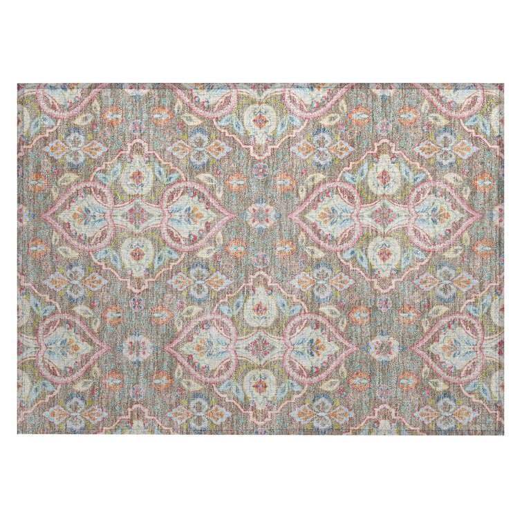 Machine Washable Indoor/Outdoor Husby ACN2207 Bohemian Rug