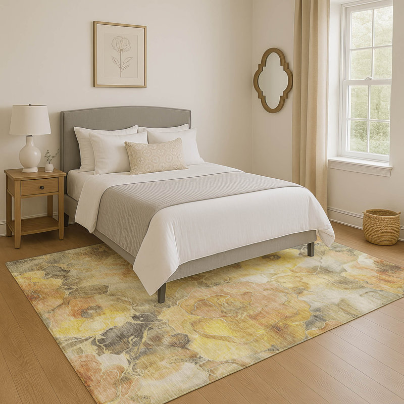 Premium Machine Washable Mayfield AMF1859 Floral Rug, Rectangle 10' x 14'
