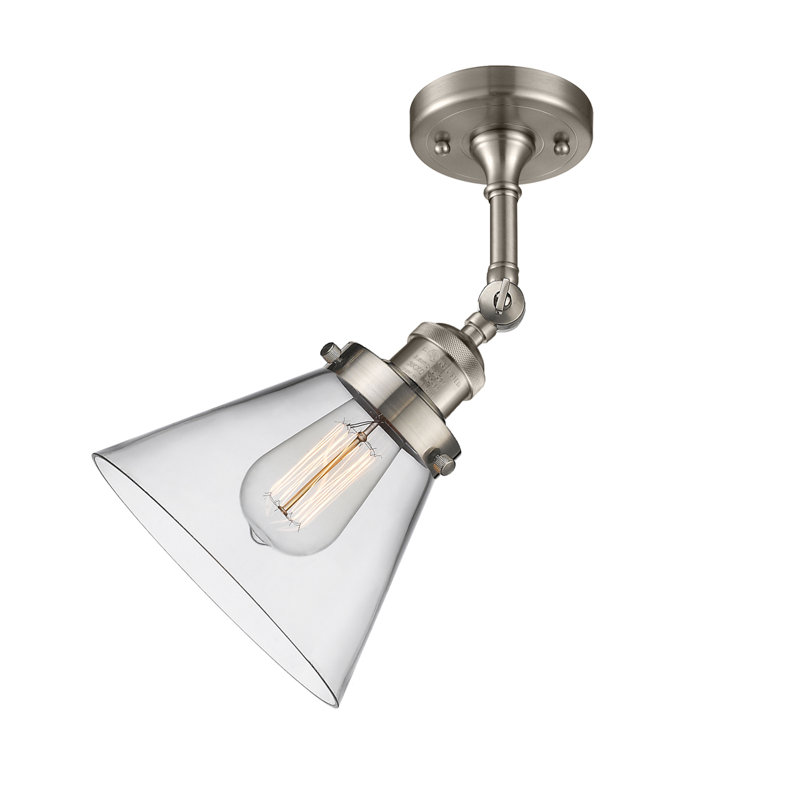 Cone 2 Light Tiltable Bath Vanity Light, 6 Watt Vinage LED Bulb, Clear, Brushed Satin Nickel
