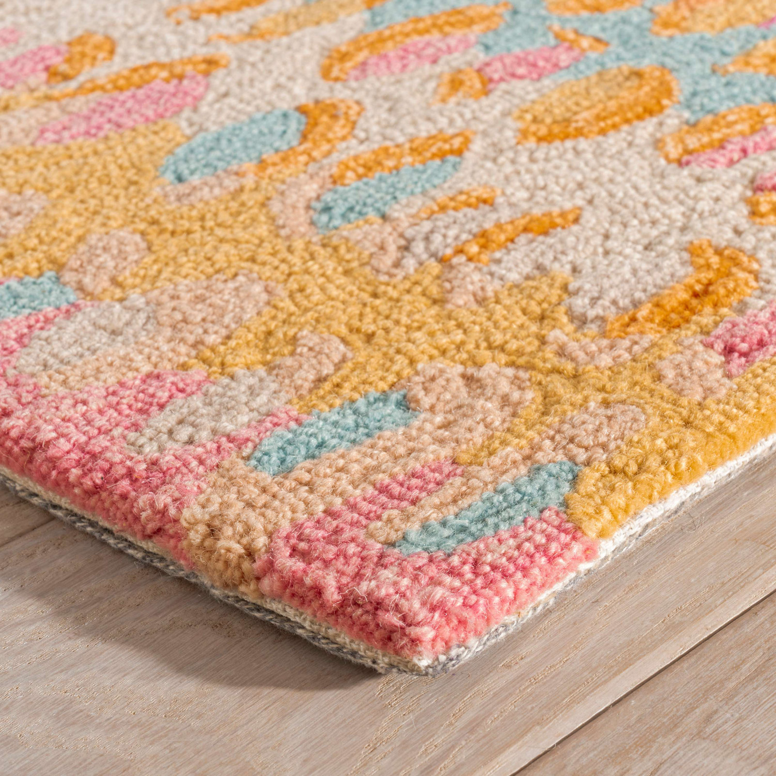 Paint Chip Confetti Hand-Hooked Abstract Wool Rug, Rectangle 2' x 3'