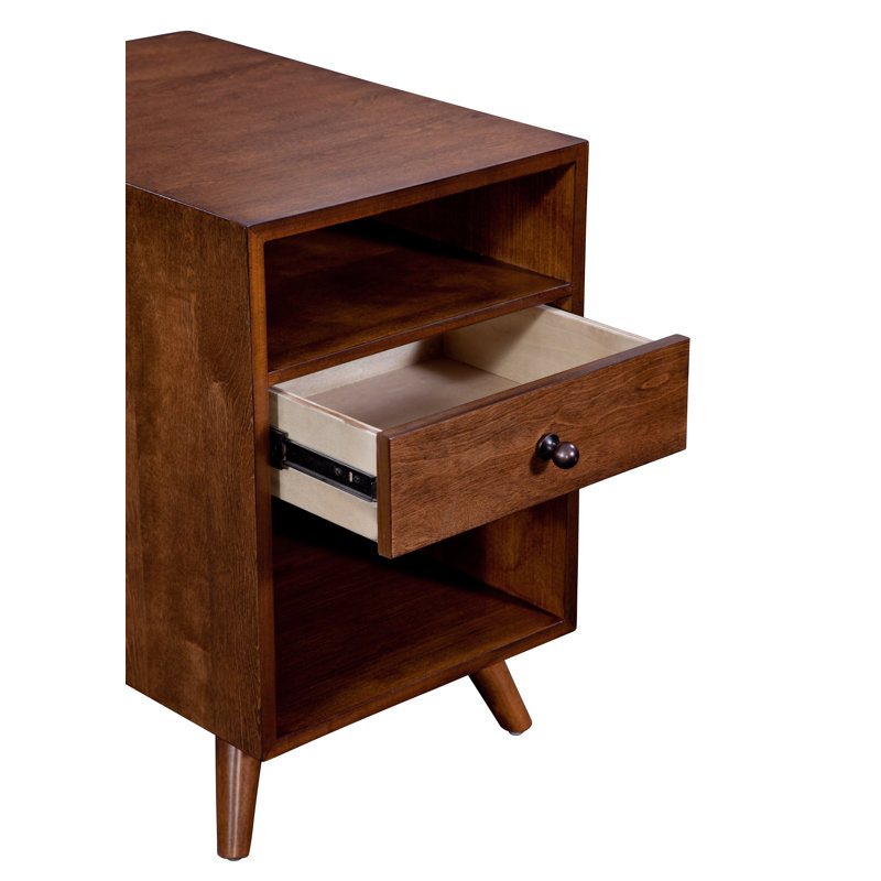 Temaraia End Table with Storage and Built-In Outlets, Brown