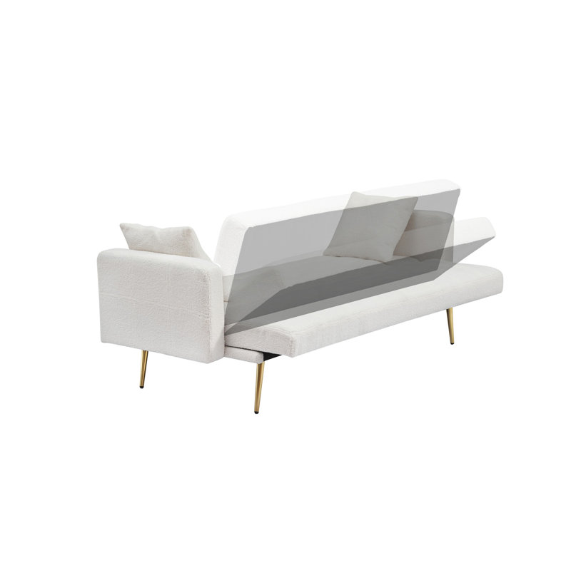 Haven 71.7" W x 31.1" D x 31.89" H 3-Position Reclining Teddy Fleece Convertible Sofa Bed