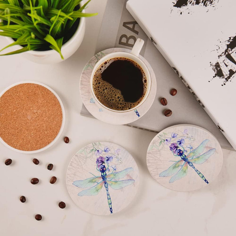 Ceramic Round 4 Piece Coaster Set