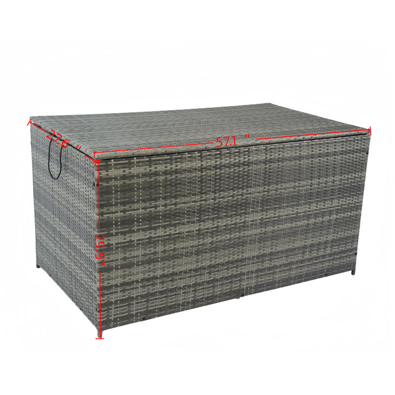 Boîtes de patio en osier avec couvercle, H 29,5 po x l 57 po x P 27,5 po