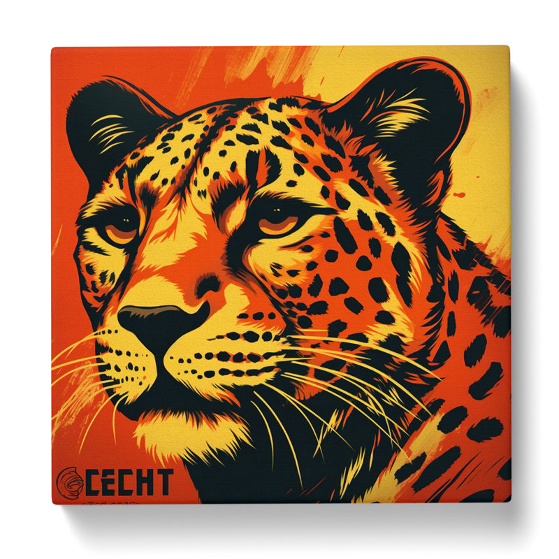 Cheetah Soviet Art - Wrapped Canvas, 35cm H x 35cm W x 3cm D