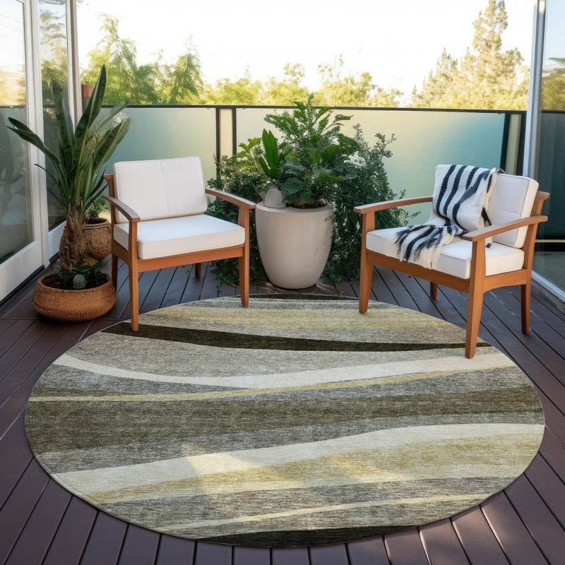 Athena Taupe Washable Indoor-Outdoor Rug - , 8' x 8'