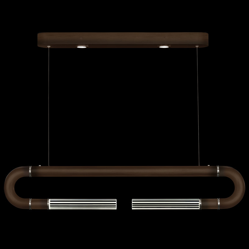 Luminaire suspendu linéaire avec peau Antonia, Bronze / nickel