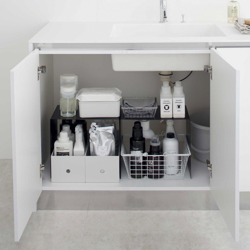 Yamazaki Home Steel Under Cabinet Storage Organizer, Kitchen Pantry, Steel, Black
