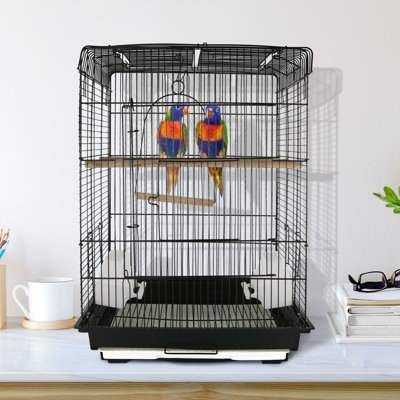 Cage à oiseaux pour perruches en acier avec aire de jeu convertible sur le dessus et poignées Cairns