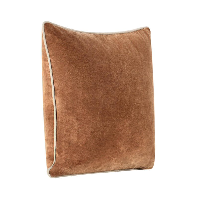 Harriet Cotton Throw Pillow, Hazel Brown, Square 22"