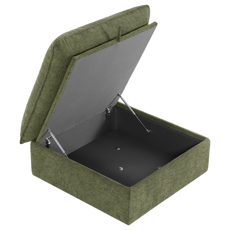 Square Storage Ottoman, Moss Green