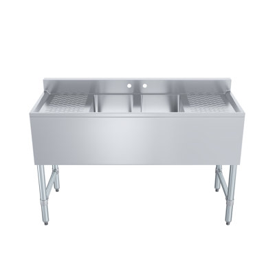 48 in. x 19 in. Two Compartment Underbar Sink With Two Drainboards