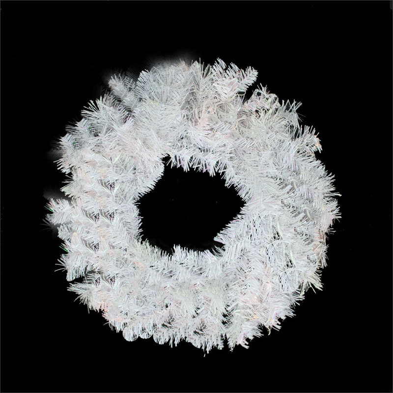 Couronne de Noël artificielle 24 po en pin mélangé blanc et argent - non éclairée