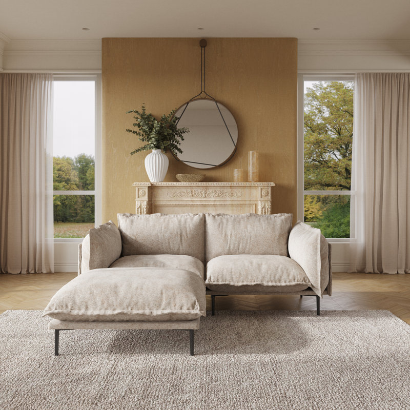 Canapé et chaise modulaire en velours réversible de 74,8 po de large Traci, 3 pièces, Tanné