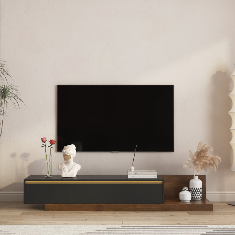 Meuble télé moderne avec lumières DEL, Noir