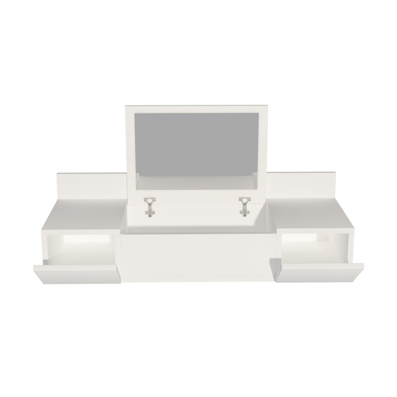 Makeup Vanity with Mirror and Storage Eubha, White