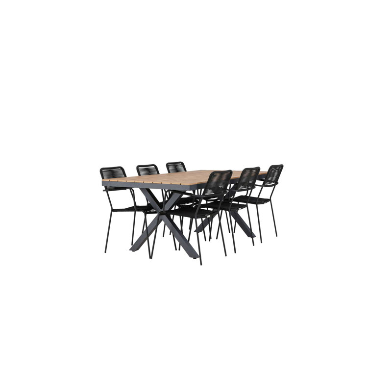 Ashtyn 6 - Person Patio Dining Set with Rectangular Table, Black