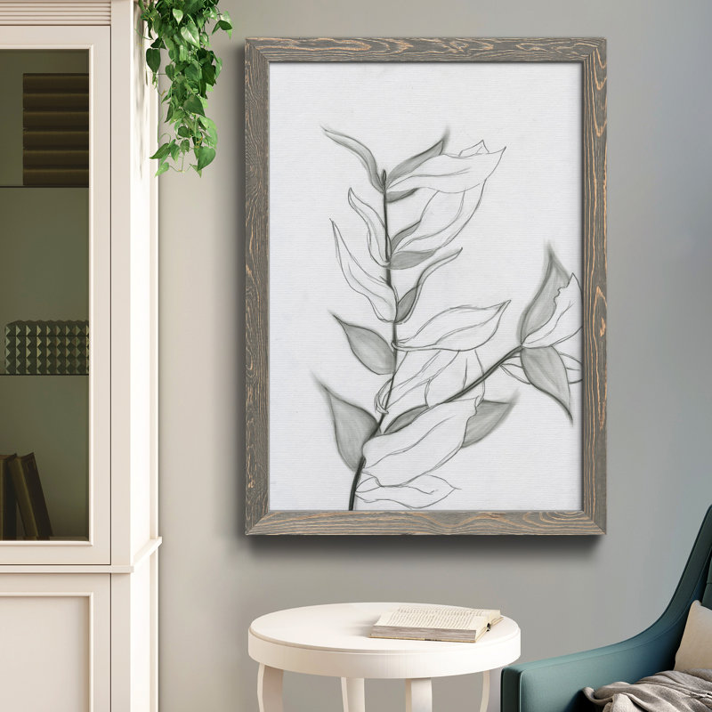 Charcoal Foliage I - Impression de cadre photo sur papier, H 31 po x l 44 po x P 1 po, Papier gris