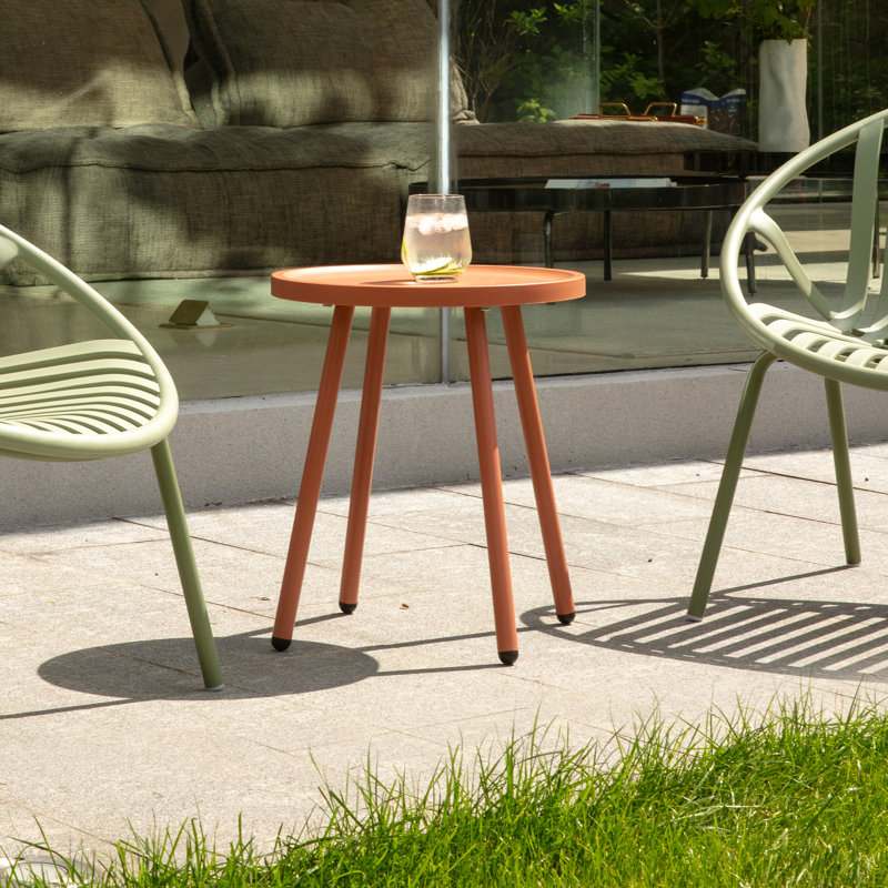 Patio Table Living Room Side Table, Round Accent Table Small Side Table Nightstand, Orange