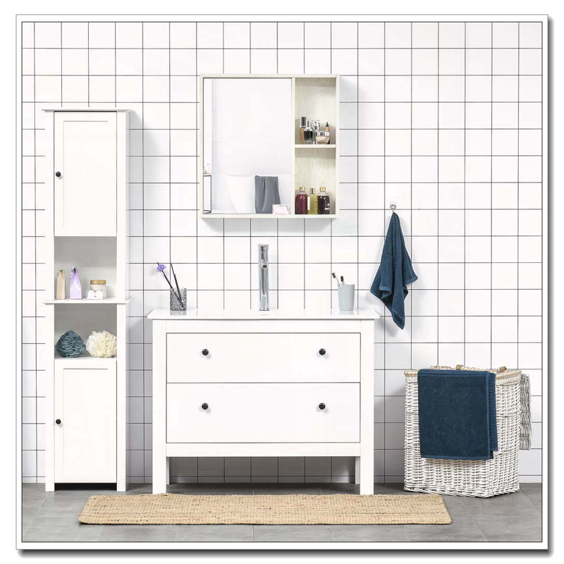 Armoire à pharmacie murale avec miroir, H 25,5 po x l 24,75 po x P 6 po