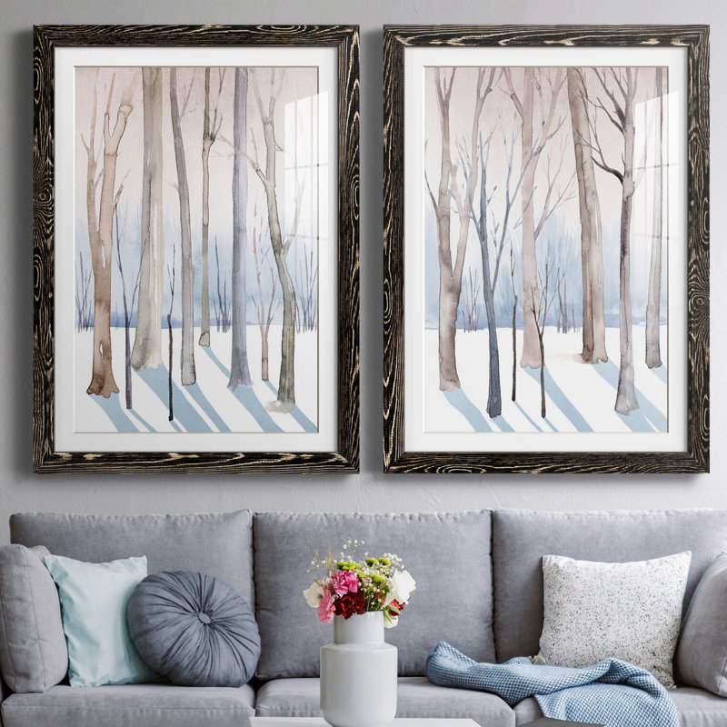 Woodland Whisper I - ensemble de 2 peintures encadrées, H 37,5 po x l 55 po x P 1,5 po, Papier encadré noir