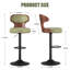 Bar Stools Set of 2 Seat Adjustable Height 62.2-85.1cm Bentwood Swivel Barstools with Back & Footrest - PU Leather Upholstered Bar Chair for Bar, Kitchen, Dining Room-522226694-529745436-529745439